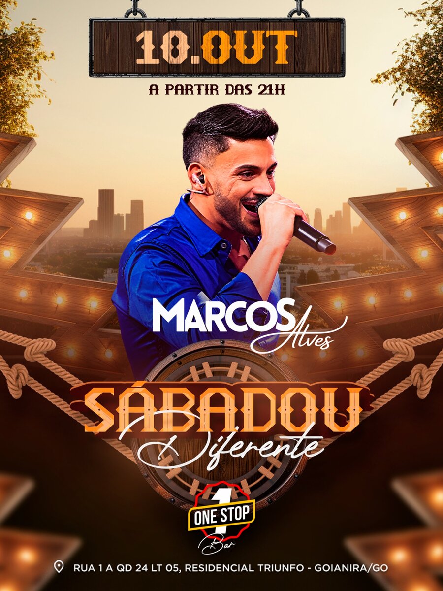 Arte do show: Marcos Alves no Sábadou Diferente, 10 de outubro a partir das 21h